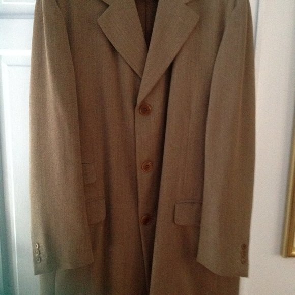 Redaelli Men's Brown Wool Overcoat Made in Italy -USA size 44(54 EUR)